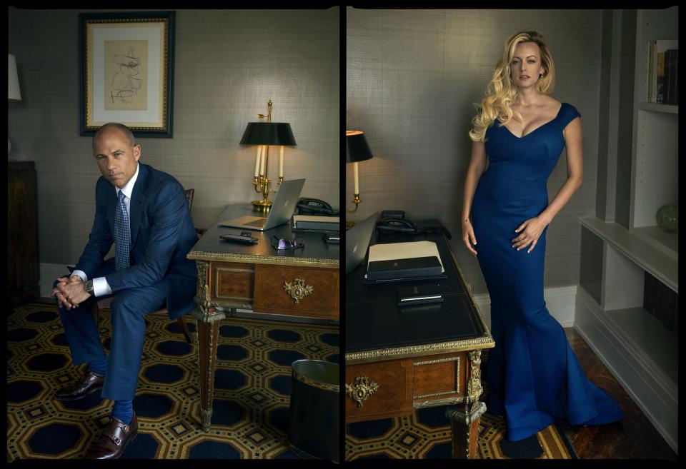 <h1 class="title">Michael Avenatti and Stormy Daniels photographed by Annie Leibovitz, Vogue, October 2018</h1><cite class="credit">Photographed by Annie Leibovitz, <em>Vogue</em>, October 2018</cite>