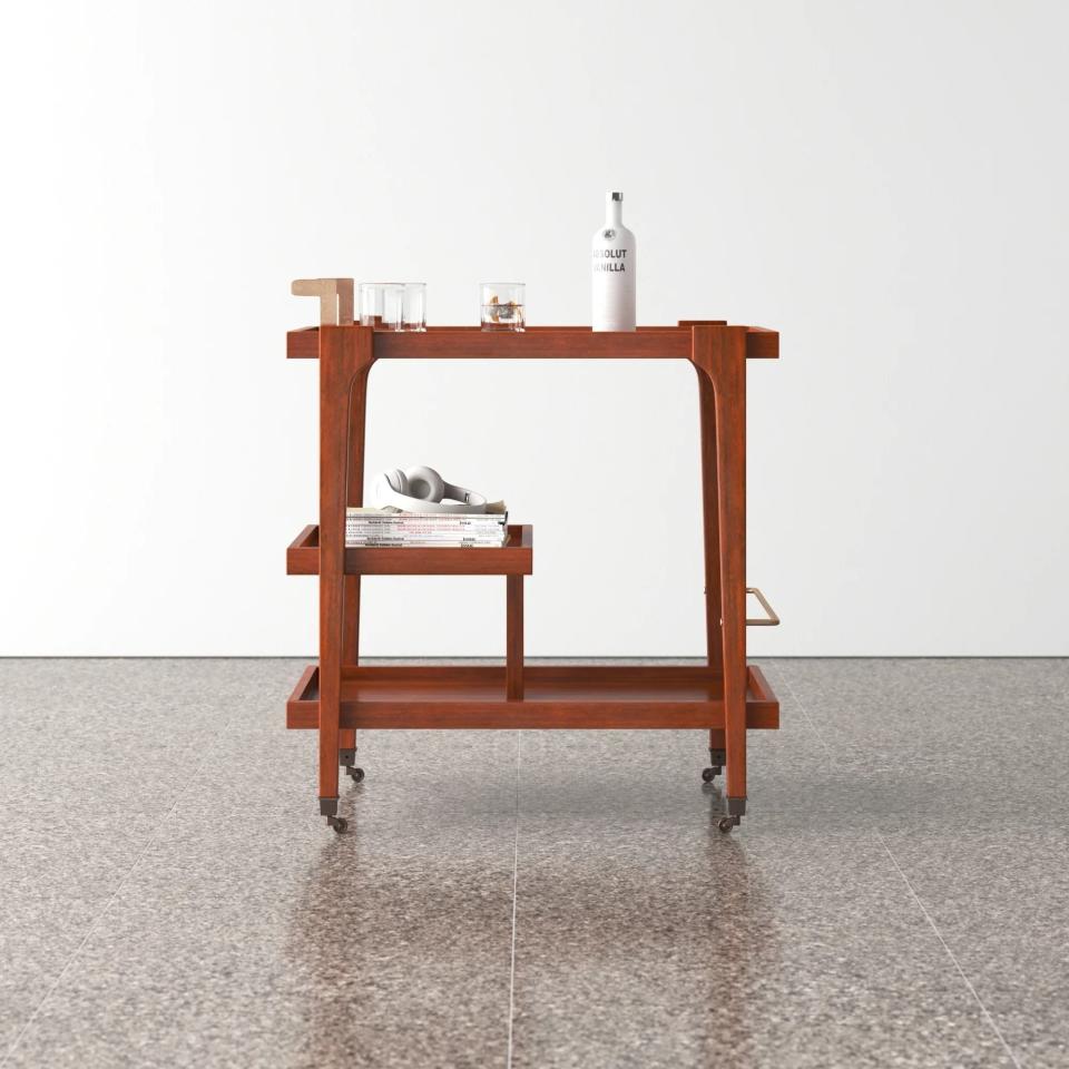 11) Allmodern Jorden Solid Wood Bar Cart