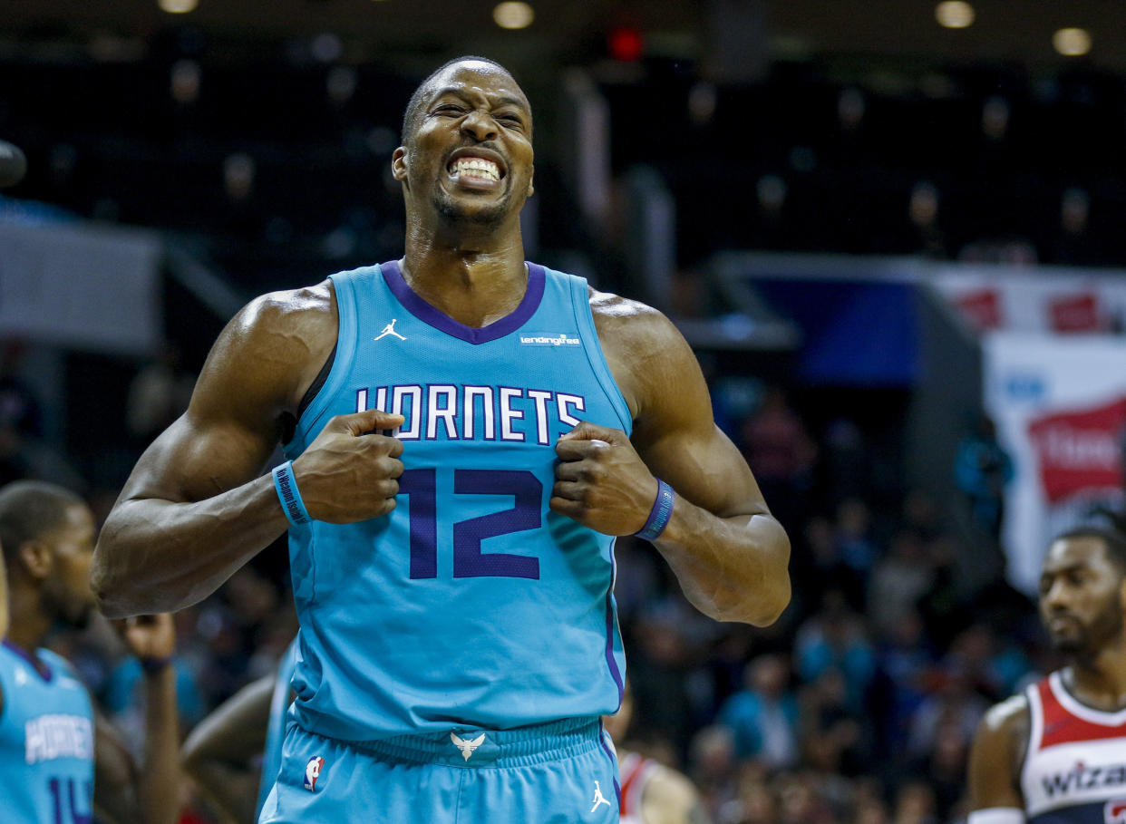 Charlotte Hornets center Dwight Howard will have to pay up for his “obscene gesture” against the Cleveland Cavaliers. (AP Photo)