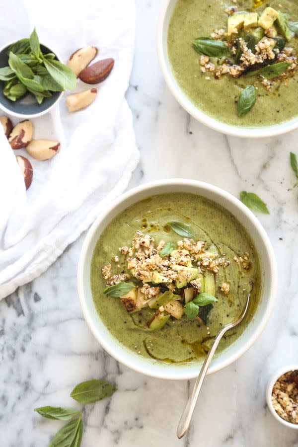 Creamy Zucchini Soup with Scallions and Brazil Nut Chili Oil