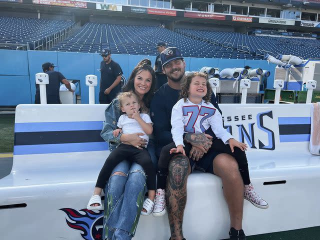 <p>Taylin Lewan Instagram</p> Taylor and Taylin Lewan with their kids, Wynne and Willow.