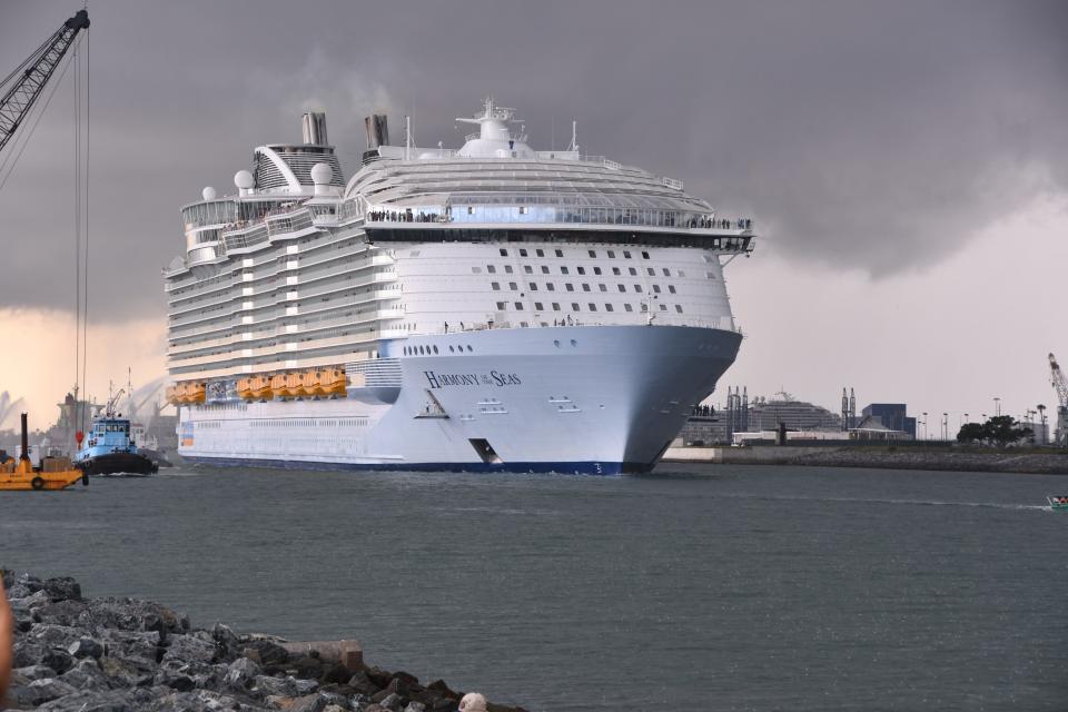 Royal Caribbean International's Harmony of the Seas, seen in this file photo leaving Port Canaveral, is the world's third-largest cruise ship.