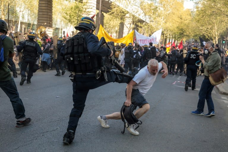 Striking rail workers, civil servants and students demonstrated across France against Emmanuel Macron's public sector reforms but in markedly lower numbers than a month ago as unions struggle to rally the president's opponents