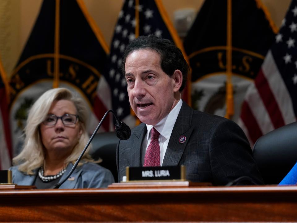 Rep. Jamie Raskin, D-Md., speaks as the House committee investigating the Jan. 6 attack on the U.S. Capitol at the Capitol in Washington, Monday, March 28, 2022.