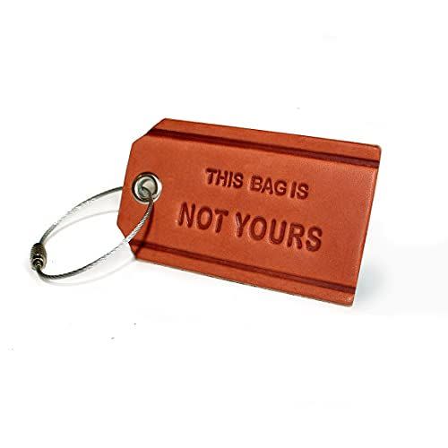 Boarding Pass "This Bag is Not Yours" Leather Luggage Bag Tag - Brown