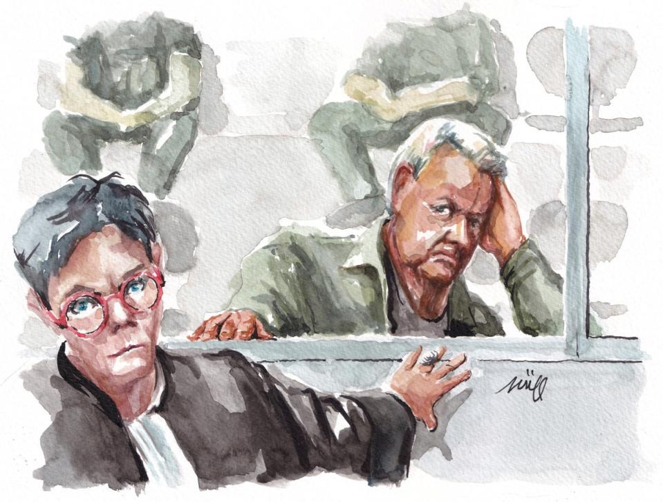 Courtroom drawing by Dominique Pelicot (REUTERS/ZZIIGG)