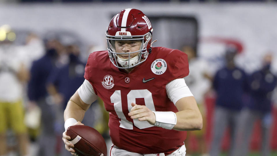 Mac Jones was a Heisman finalist at Alabama last season. (AP Photo/Ron Jenkins)