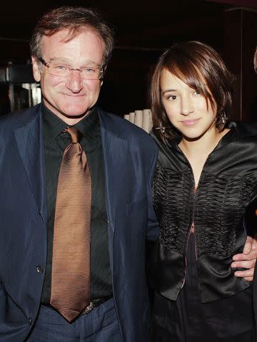 <p>Scott Gries/Getty</p> Robin Williams and his daughter Zelda Williams attend the after party for "House Of D" on May 7, 2004 in New York City.