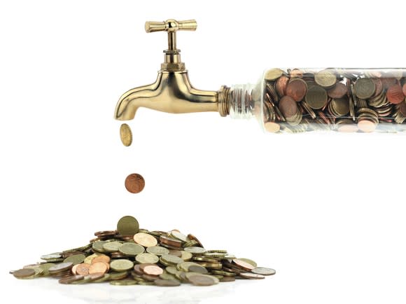 money pouring out of faucet