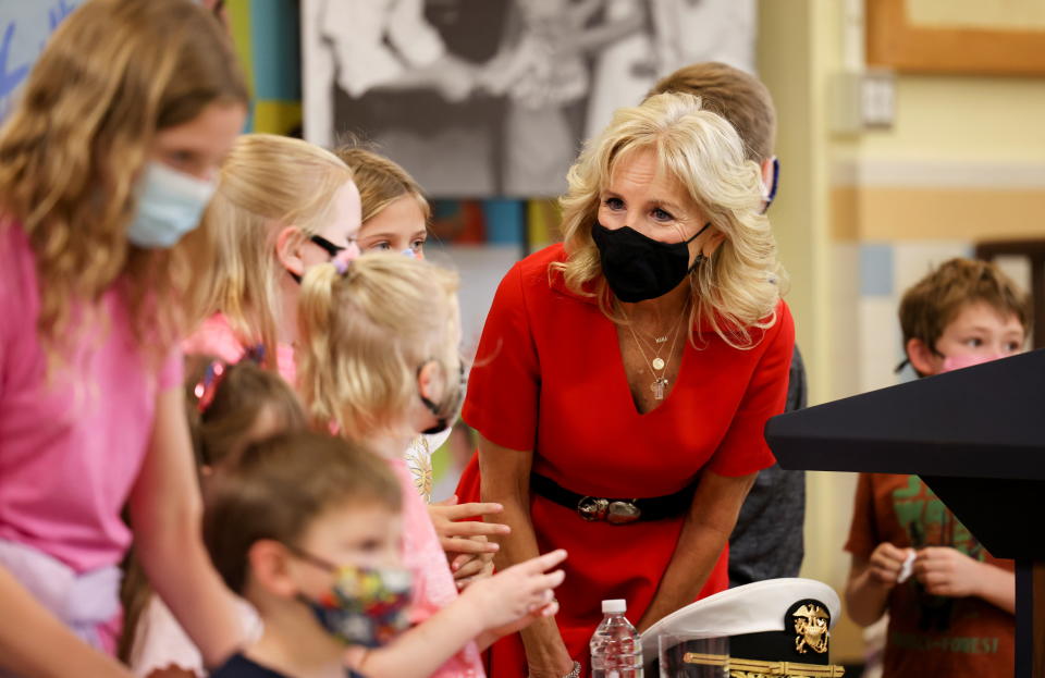 First lady Jill Biden with schoolchildren