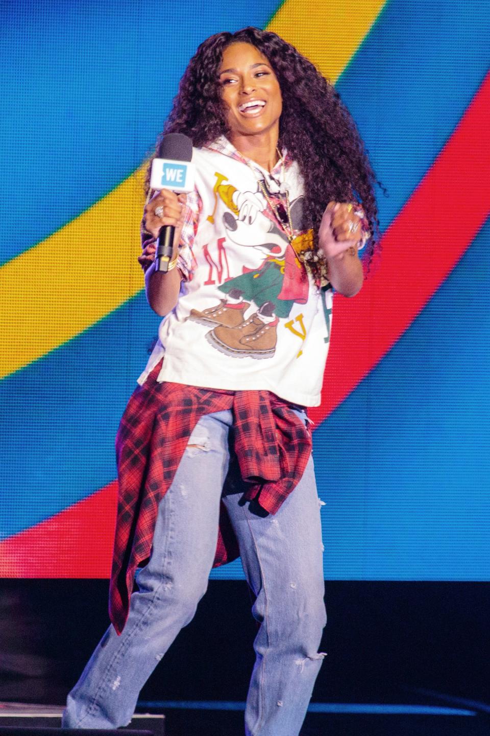 Ciara is all smiles as she takes the stage during WE Day at the Tacoma Dome on Thursday in Tacoma, Washington. 