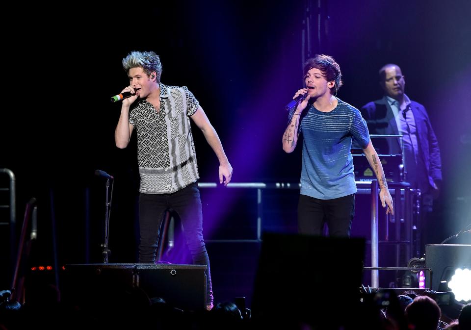 Niall Horan and Louis Tomlinson in concert