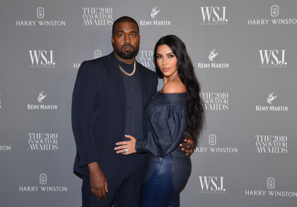 US media personality Kim Kardashian West (R) and husband US rapper Kanye West attend the WSJ Magazine 2019 Innovator Awards at MOMA on November 6, 2019 in New York City. (Photo by Angela Weiss / AFP) (Photo by ANGELA WEISS/AFP via Getty Images)