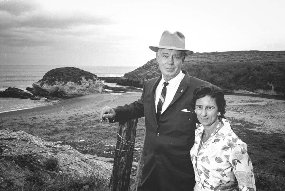 Violet and William “Bill” Ahrendt were caretakers while the Montana de Oro Rancho was in bankruptcy, seen here at Spooner’s Cove. It would become Montaña de Oro State Park which opened to the public for the first weekend March 20, 1965. Negative sleeve is marked 1965