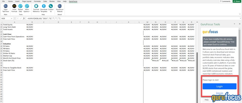 Try GuruFocus' New Excel Add-in