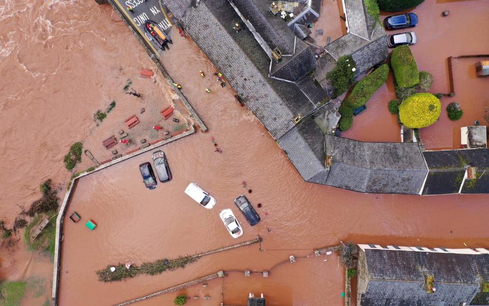 Crickhowell in Wales has been badly flooded by Storm Dennis - CHRISTOPHER FURLONG/GETTY IMAGES