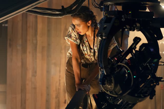 <p>Ursula Coyote/Netflix</p> Jessica Alba on the set of 2024's Trigger Warning