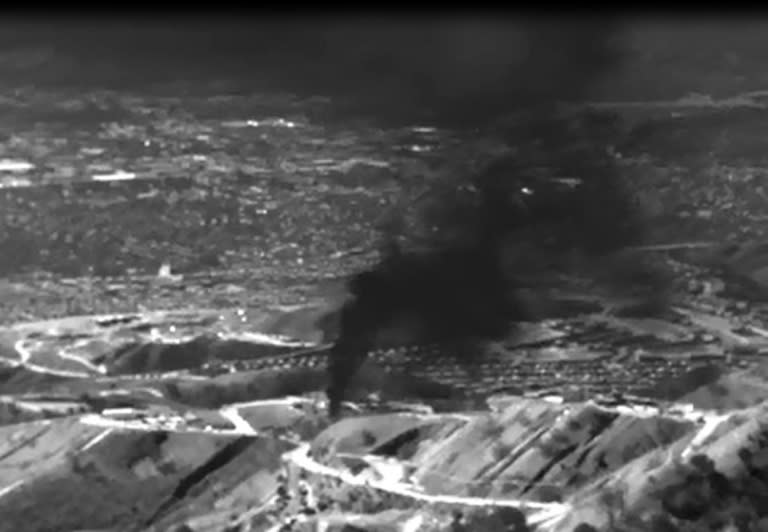 A infrared image released by the Environmental Defense Fund shows methane gas leaking from the Aliso Canyon facility near the Porter Ranch suburb of Los Angeles