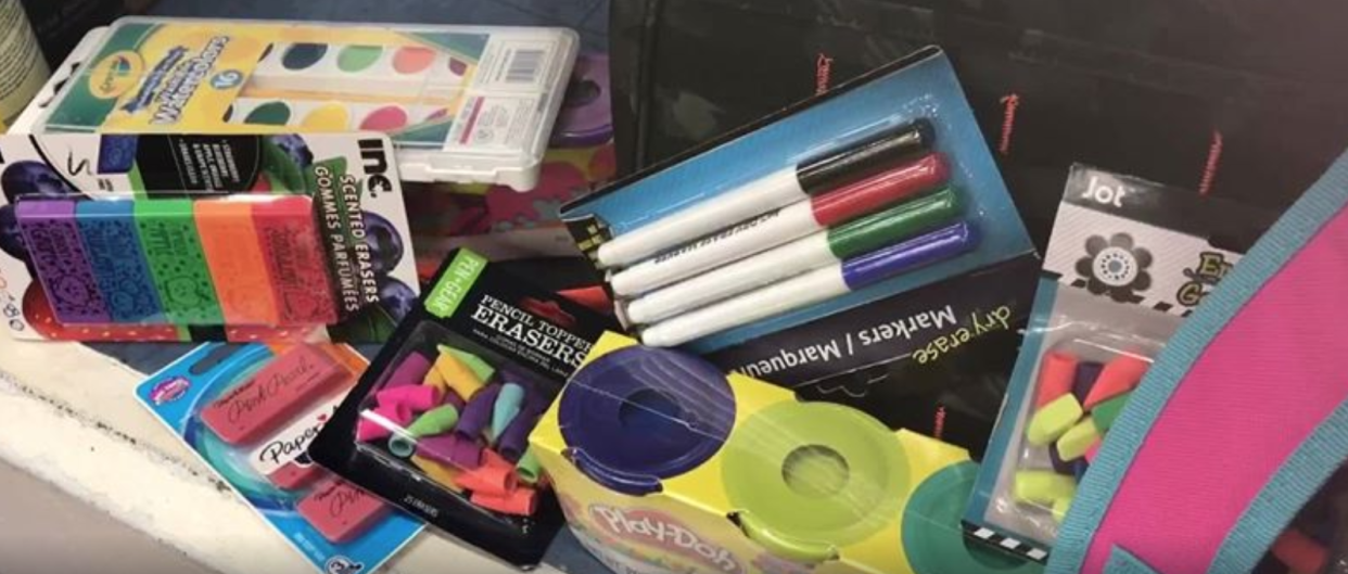 A Florida teacher and her now-husband decided they didn’t need the typical wedding gifts like towels and dishes. Instead, Kelli and Matt Cameron decided to ask their wedding guests to donate school supplies instead. (Photo: Hillsborough Country Public Schools/Facebook)