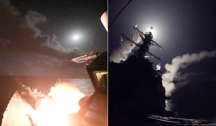 Donald Trump launched a missile strike against a Syria airbase (US Navy)