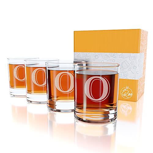 4-Piece Set of Engraved Rocks Glasses