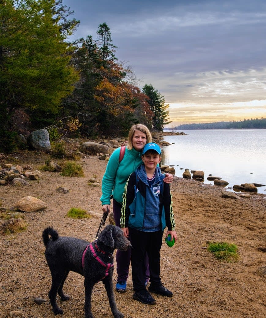 Anette Goodwin is shown with her 10-year-old son Jenson. Goodwin was disappointed to hear modulars were being installed at the West Bedford schools.