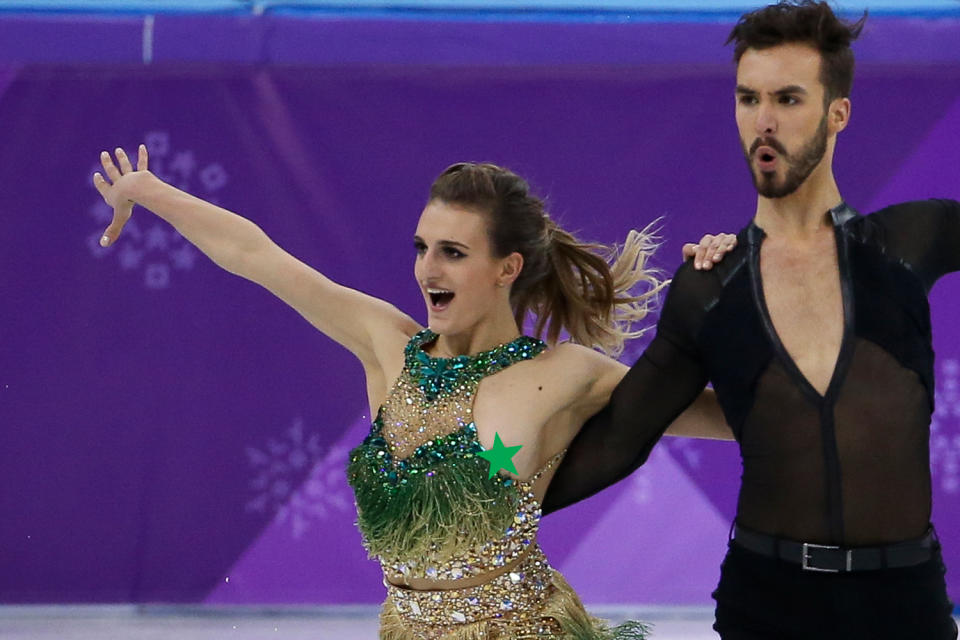 Gabriella Papadakis lief in Pyeongchang mit nackter Brust. (Bild: Getty Images)