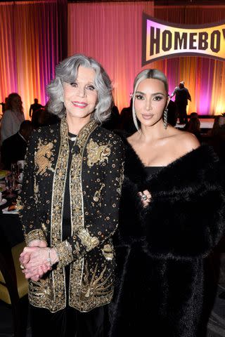 <p>Vivien Killilea/Getty</p> Jane Fonda and Kardashian at the awards in April 27