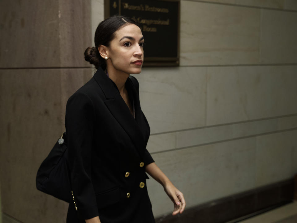 Rep.-elect Alexandria Ocasio-Cortez, D-N.Y., heads for member-elect briefings on Capitol Hill in November. (Photo: Carolyn Kaster/AP)