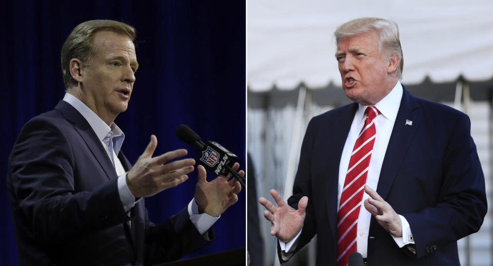 The heat that President Donald Trump brought on the NFL was too much for commissioner Roger Goodell and ownership to take. (AP) 