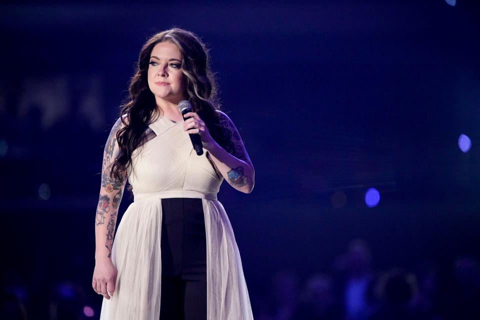 Ashley McBryde performs during the 57th Academy of Country Music Awards at Allegiant Stadium in Las Vegas, Nev., Monday, March 7, 2022.