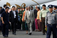 Former U.N. Secretary-General Kofi Annan arrives at Sittwe airport, Rakhine state, Myanmar, as he visits in his capacity as the Myanmar government-appointed Chairman of the Advisory Commission on Rakhine State, December 2, 2016. REUTERS/Soe Zeya Tun