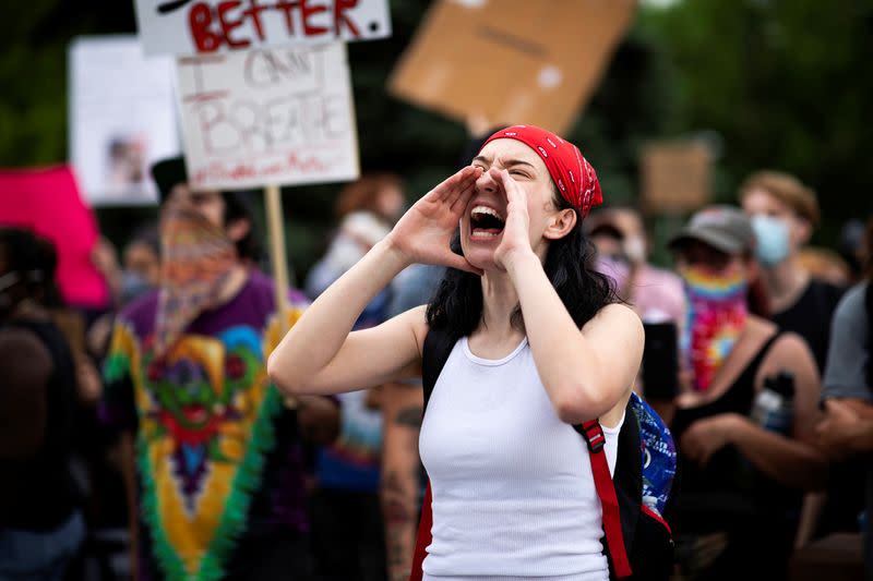 Protesters rally after the death of George Floyd