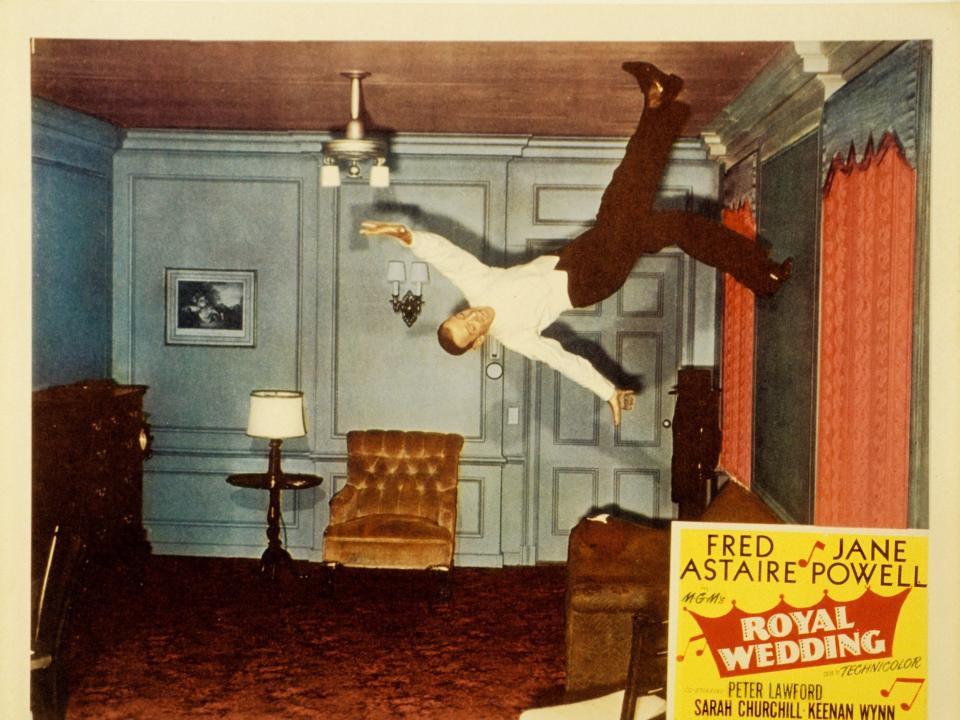 Fred Astaire dances on the wall of a house in Royal Wedding