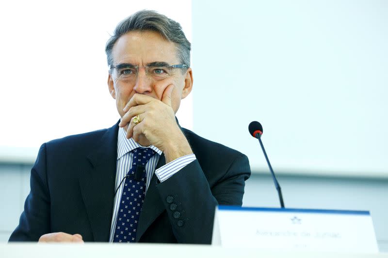 FILE PHOTO: IATA Director General Alexandre de Juniac speaks during the Global Media Day in Geneva