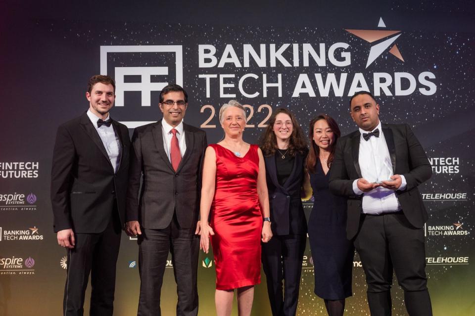 Updraft founders Aseem Munshi, second from left, attends the Banking Tech Awards 2022  (Updraft)