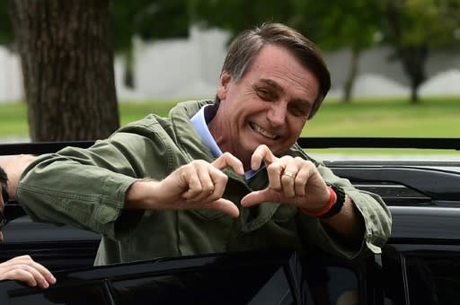 Jair Bolsonaro, pictured here campaigning in 2018, had raised hopes of an economic take-off in Brazil but growth has been weak in his first year in office