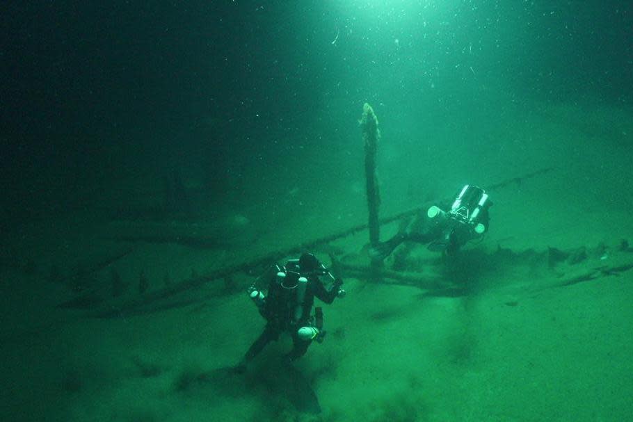 The shipwreck was found half buried by sand at the bottom of the Black Sea (Black Sea Maritime Archeology Project)