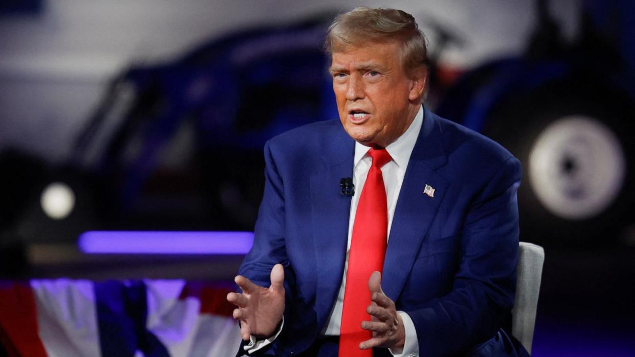 PHOTO: Republican presidential candidate and former President Donald Trump speaks during a Fox News town hall hosted by Sean Hannity in Harrisburg, Pennsylvania, September 4, 2024. (Evelyn Hockstein/Reuters)