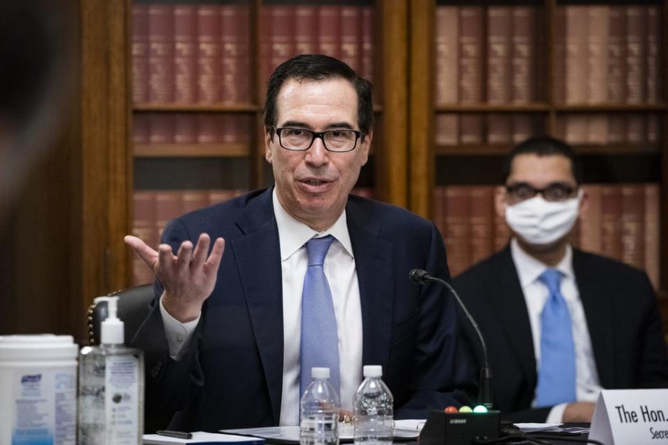 Treasury Secretary Steven Mnuchin at a Senate hearing on June 10, 2020, in Washington, D.C.