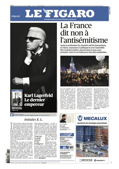 The cover of today's Le Figaro. 