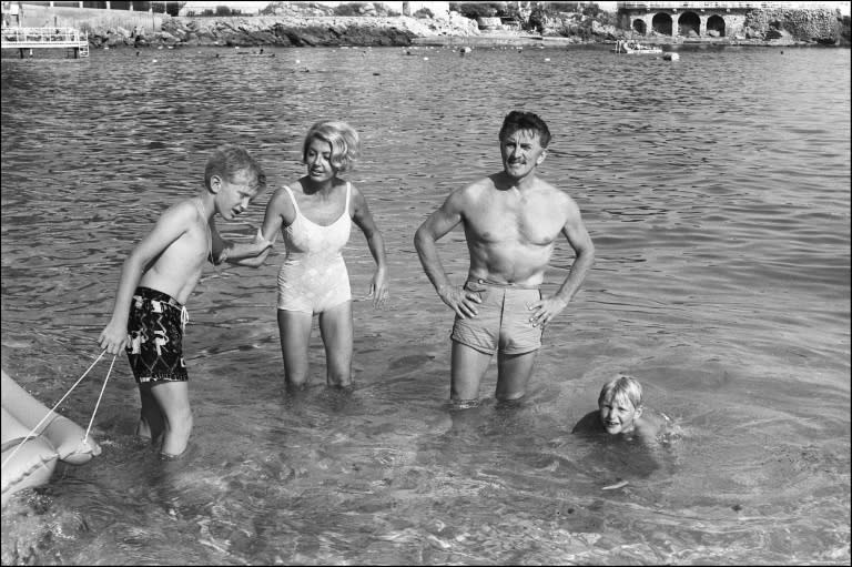 Actor Kirk Douglas his wife Anne and their two children Eric and Peter in Monaco in August 1967