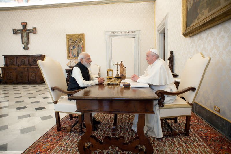 Pope Francis meets with India's Prime Minister Modi at the Vatican