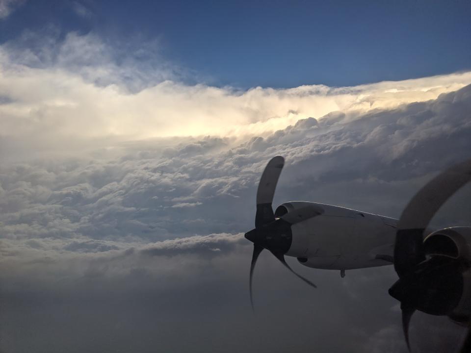 A NOAA flight on Aug. 25, 2020 captured the "stadium effect" around the eye of dangerous Hurricane Laura in the Gulf of Mexico.