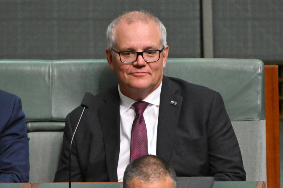 Former prime minister Scott Morrison during Question Time in the House of Representatives at Parliament House in Canberra, Thursday. Source: AAP