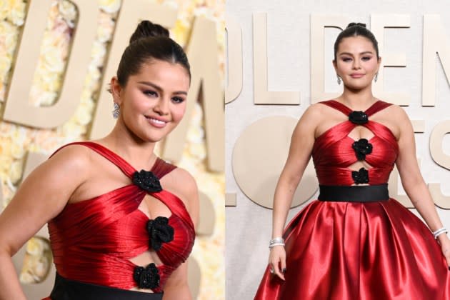 Selena Gomez Red Satin Short Dress