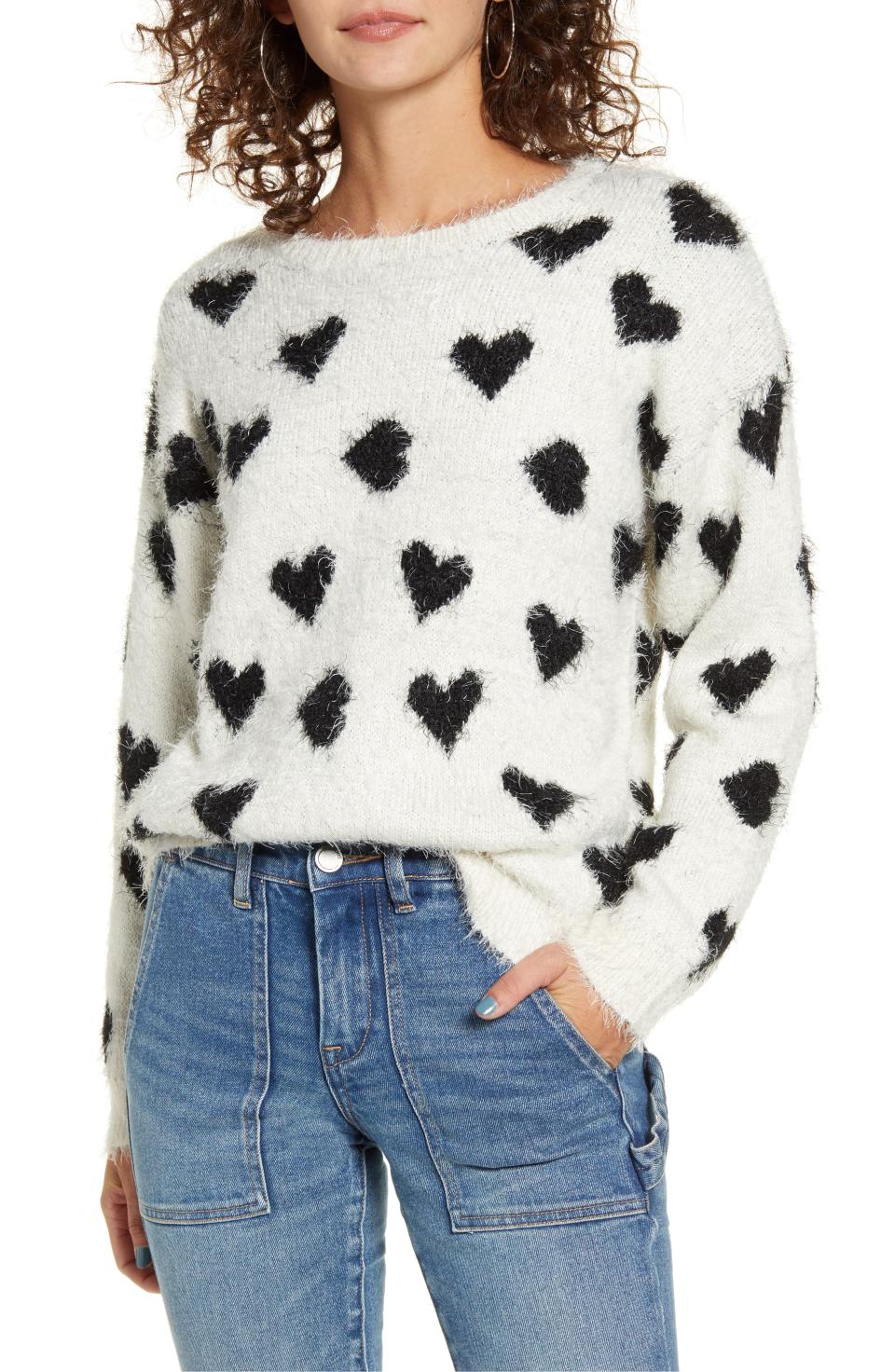 Cotton Emporium Heart Eyelash Sweater 