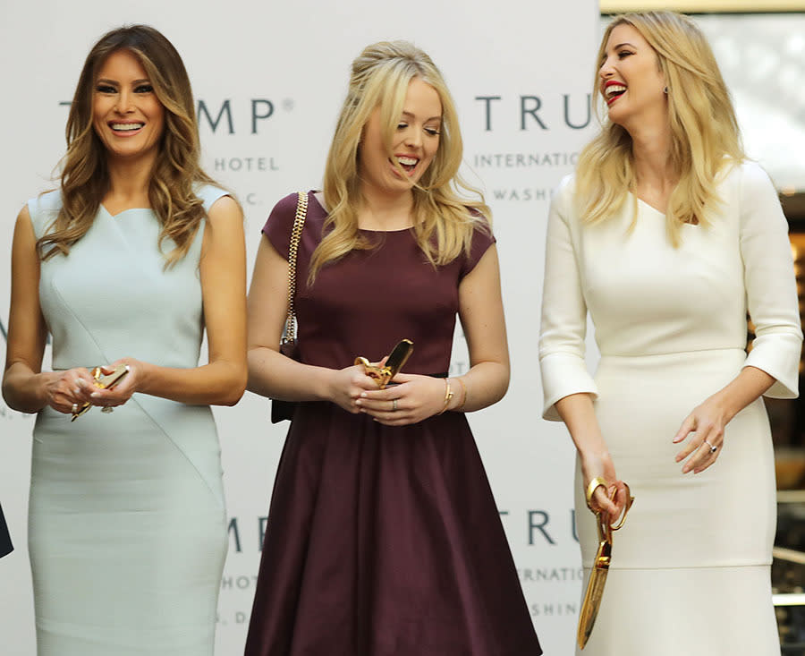 Melania Trump, Tiffany Trump, and Ivanka Trump at the ribbon cutting ceremony of the new Trump International Hotel on October 26, 2016