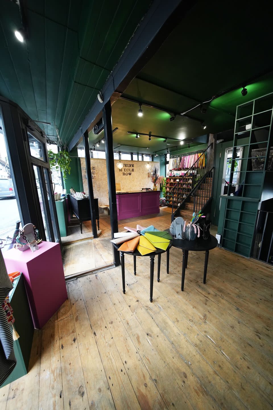 a shop with tables and chairs