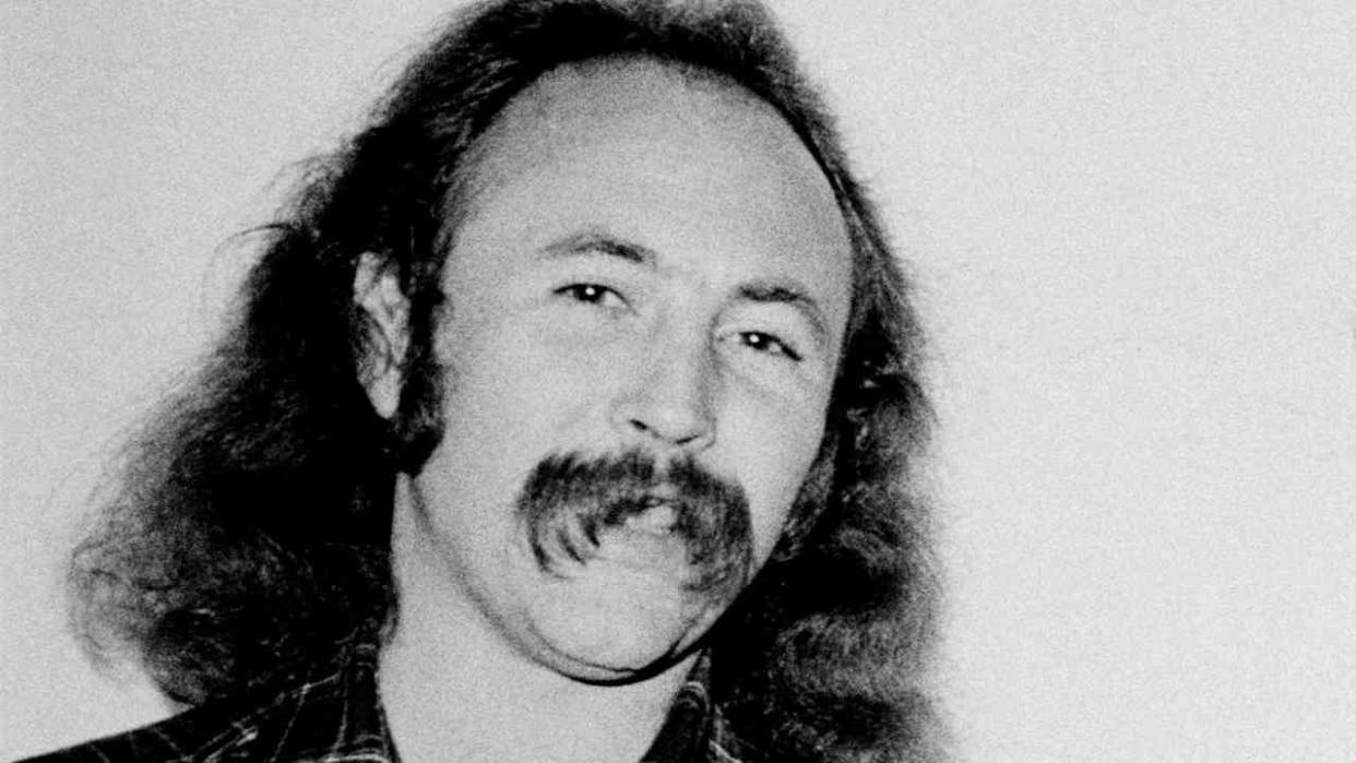  A portrait photograph of David Crosby in the 1970s. 